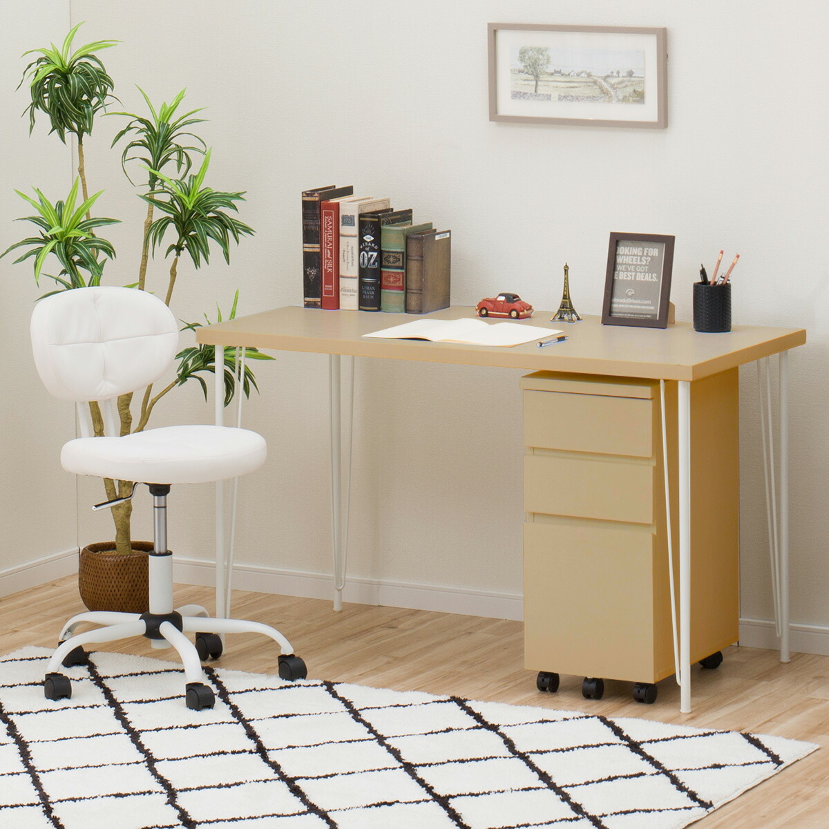 楽天市場】[幅118cm]デスクプレフェセット (天板118BK/ワイヤーレッグ