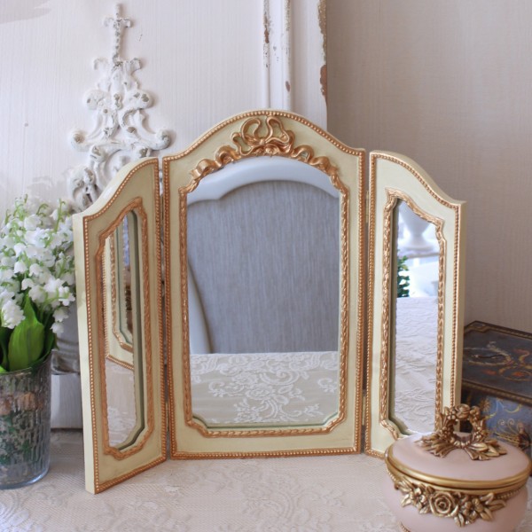 楽天市場】三面鏡 スタンドミラー ミラー ホワイト 置き型 鏡 卓上