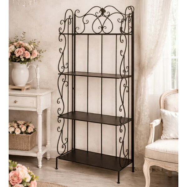 楽天市場】4段 アイアンラック シェルフ 飾り棚 オープンラック