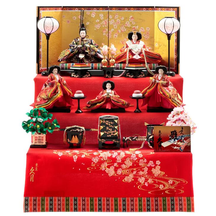 楽天市場】送料無料 東玉 雛人形 衣装着十五人揃い 木製五段飾り