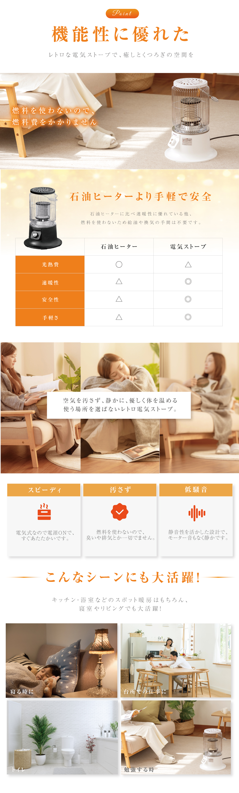 電気ストーブ 足元 ヴィンテージ調 ビンテージ風 省エネ 即暖