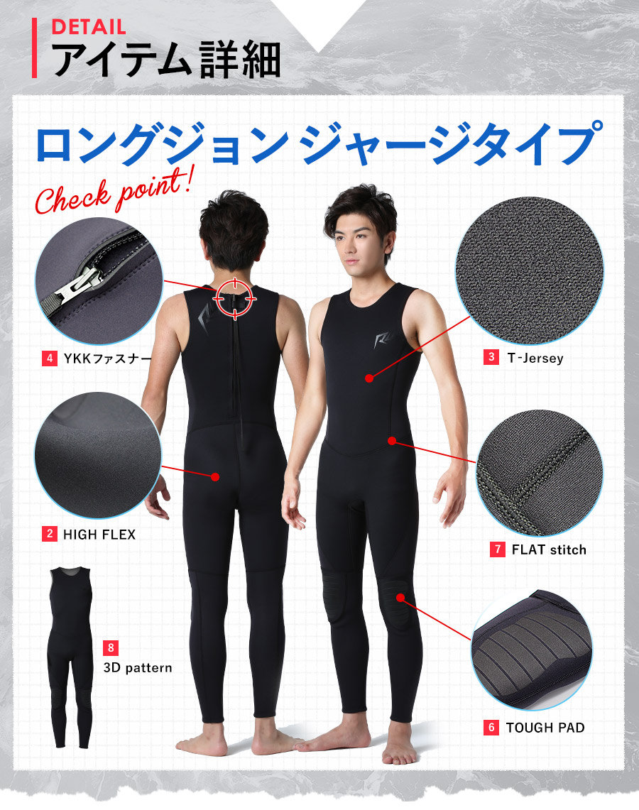 RSS SURF ウェットスーツ バックジップ ロングジョン メンズ ジャージ