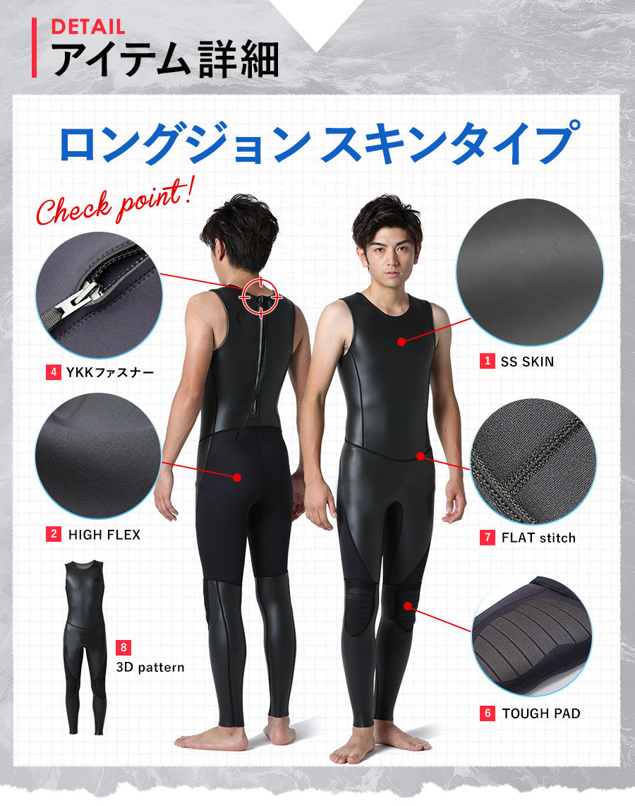 RSS SURF ウェットスーツ ロングジョン バックジップ メンズ スキン