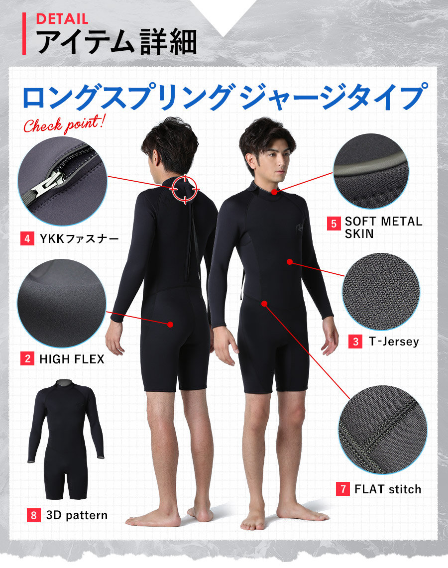 RSS SURF ウェットスーツ バックジップ ロングスプリング メンズ