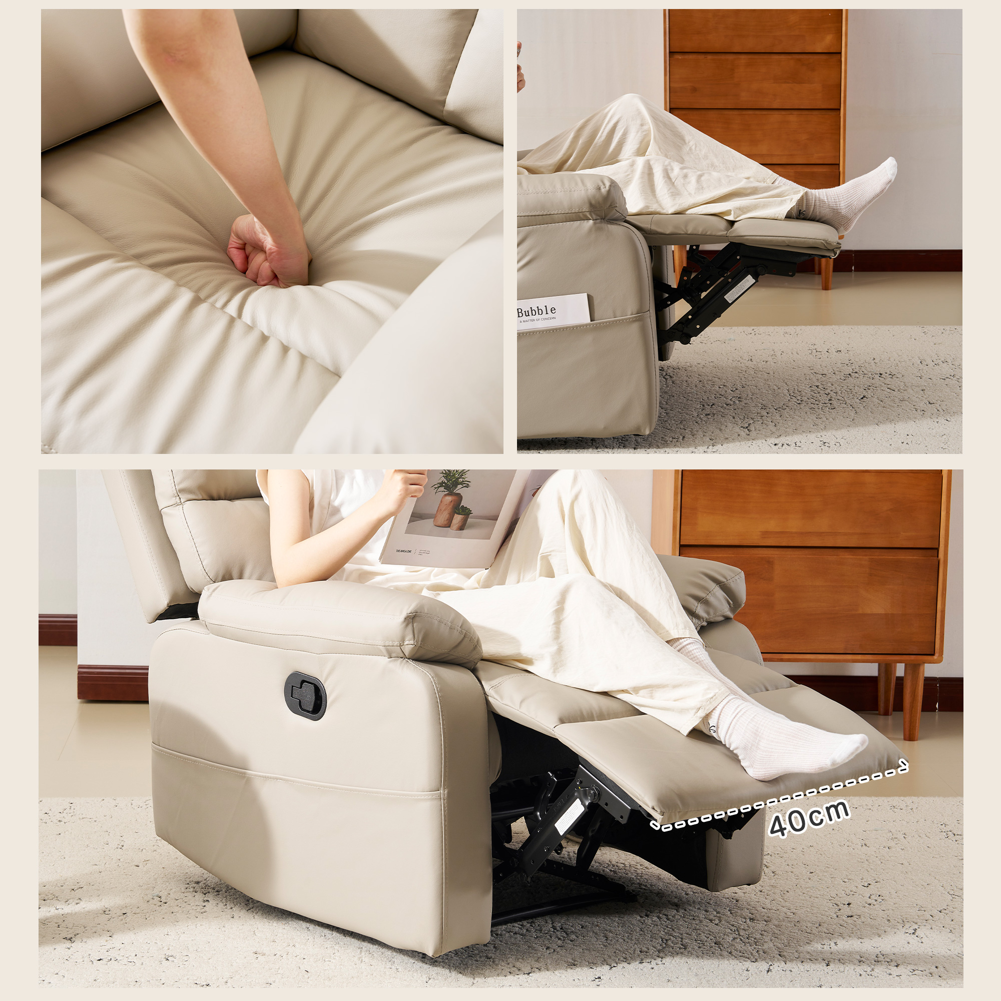 BTM リクライニングソファー 165° 調整 リクライニングソファ レバー