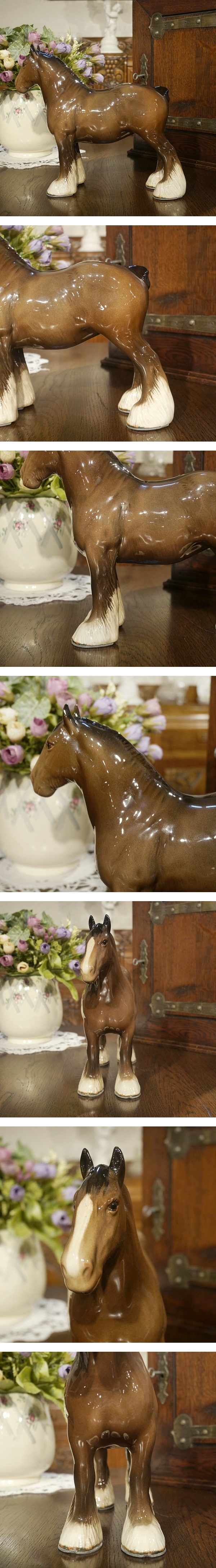 英国イギリスアンティーク Beswick Horse 馬 陶器 置き物 S159 : Q S