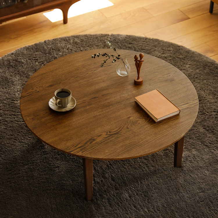 こたつテーブル FAM／BR ミッドブラウン 円形 90 オーク ハロゲン