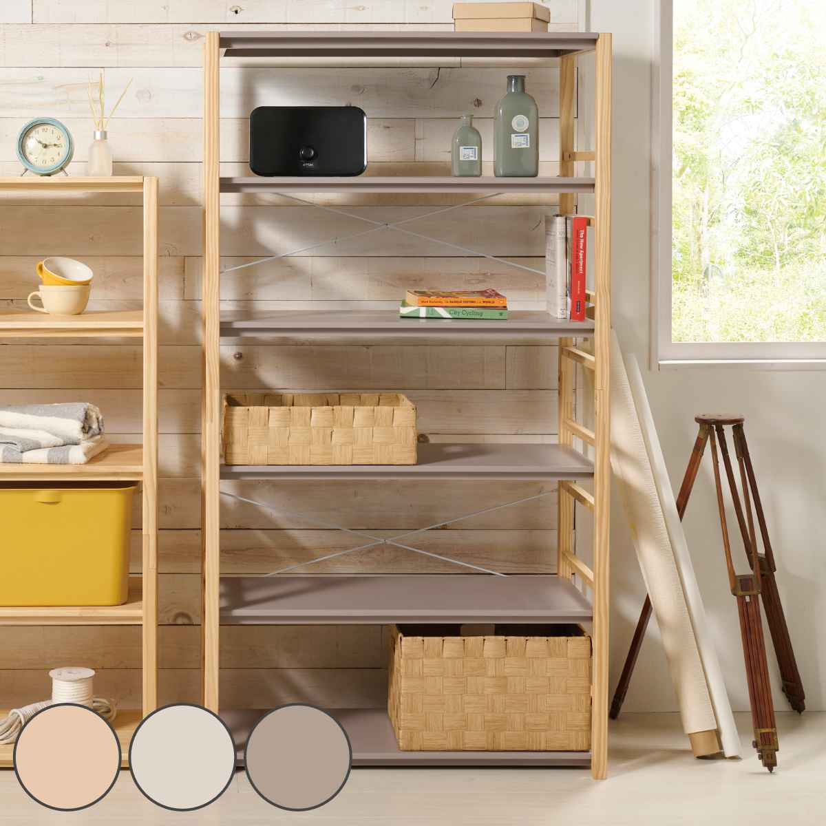 フリーラック 6段 天然木 オープンラック パレット 約幅85cm （ ラック