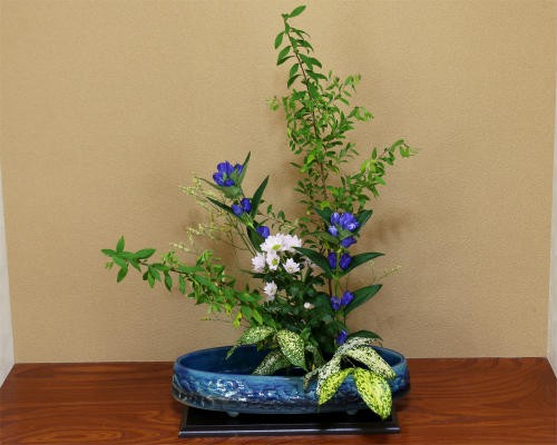 在庫数限り 信楽焼 花瓶 花器 華道 池坊 嵯峨御流 青 ガラス