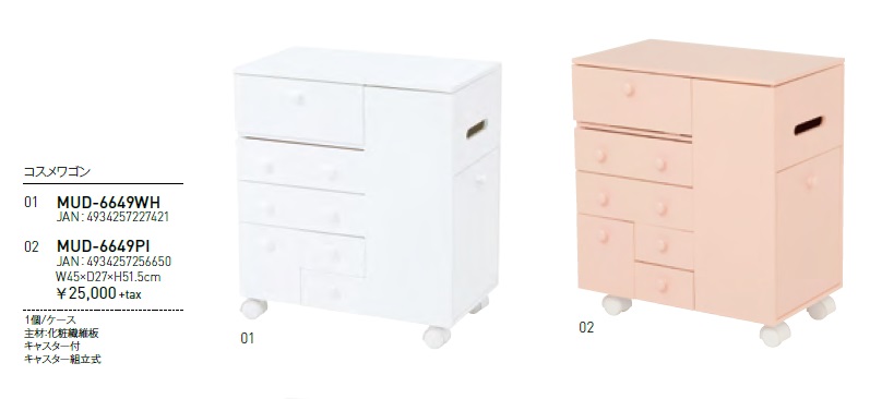 HAGiHARA（萩原） コスメワゴン キャスター付き 完成品 安い おしゃれ