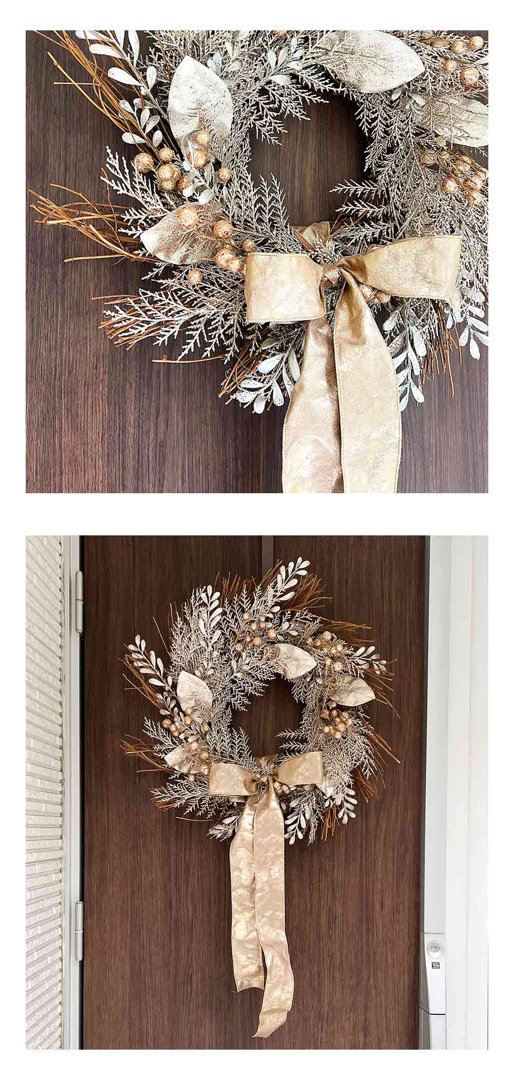 リース クリスマス 60cm リボン シャンパン Lサイズ 大きい Ribbon