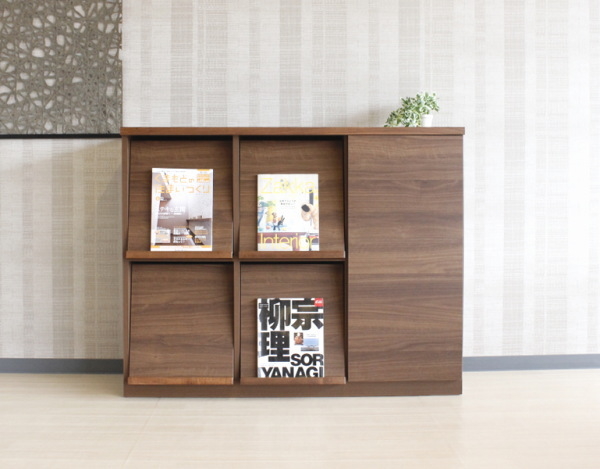 本棚 シェルフ マガジンラック マガレコ 幅120cm 天然木ウォールナット