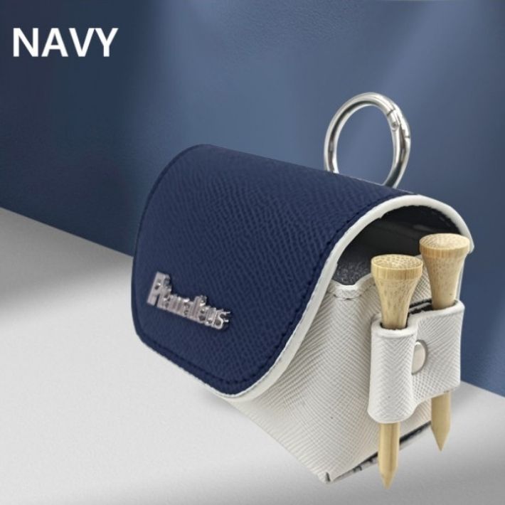 ゴルフ ボールケース 2個用 PUレザー ボールポーチ カラビナ付 ティー