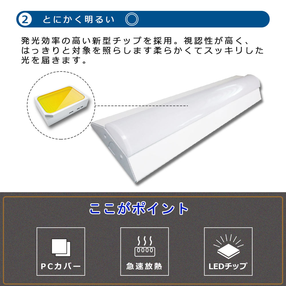 逆富士形 LEDベースライト 632mm 器具一体型 LED蛍光灯20W形2本相当