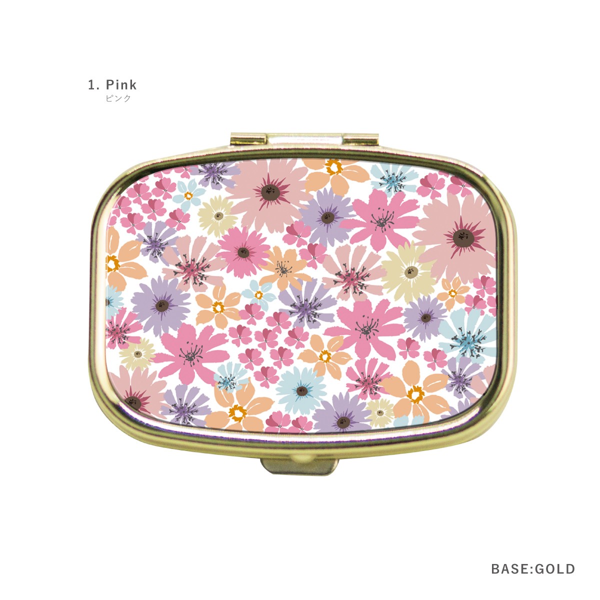 ピルケース アクセサリーケース アイラッシュケース ミラー付き 花 花