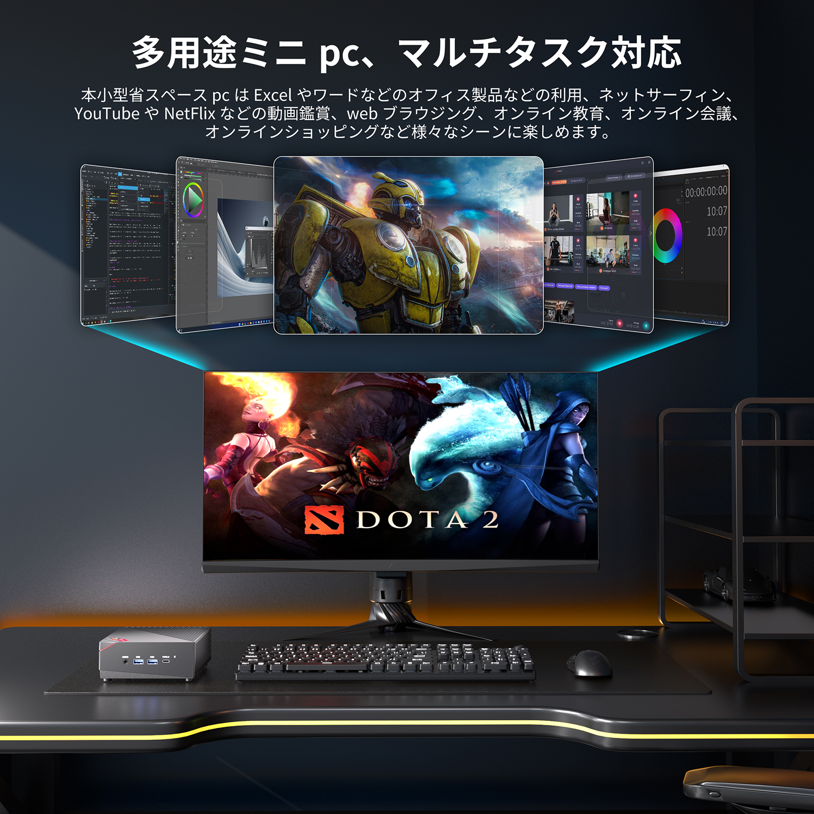 Nipogi ゲーミング AMD Ryzen7 5700U ミニpc 新版小型ゲーミングpc