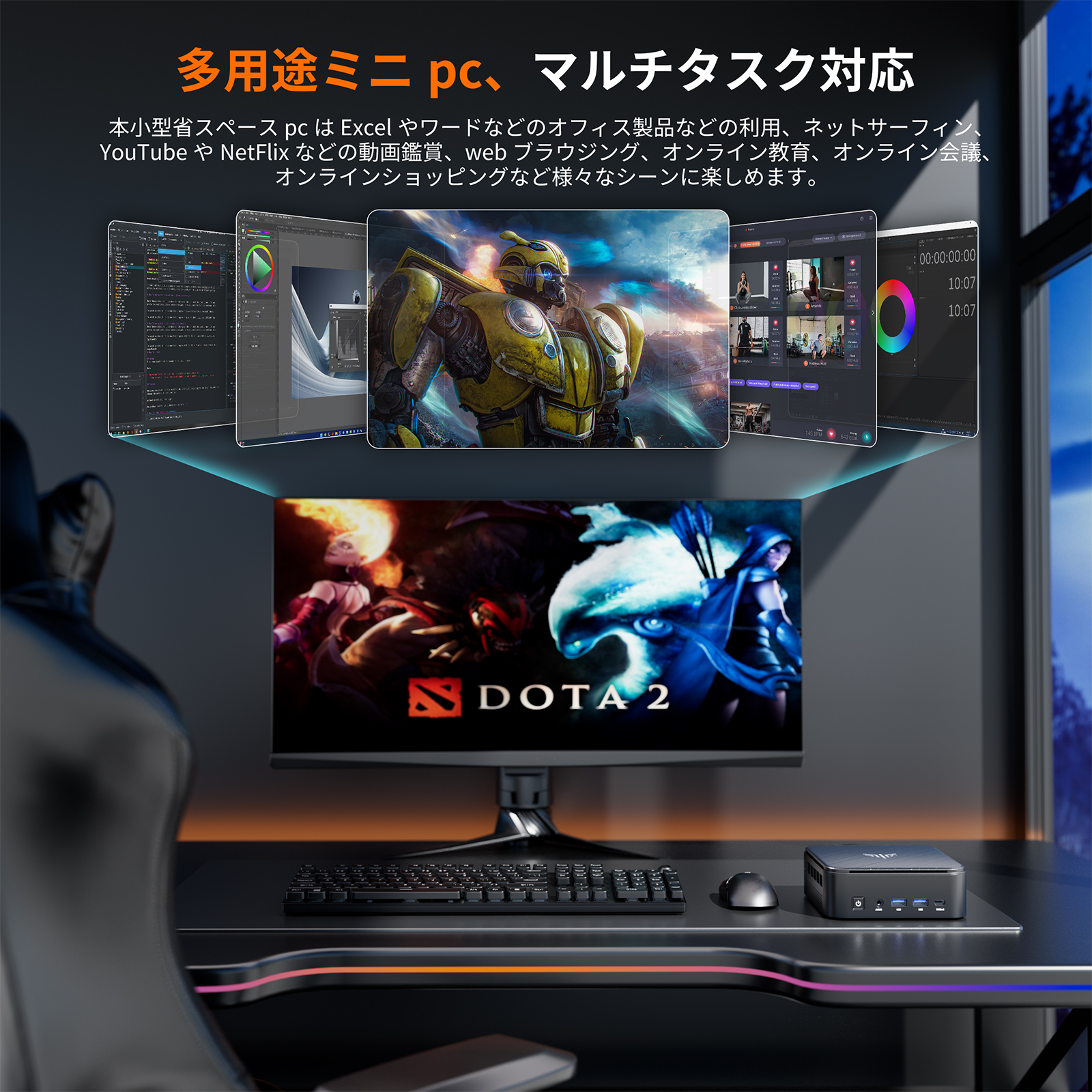 Nipogi ゲーミング ミニpc AMD Ryzen7 7730U 4.5GHz 16GB DDR4 512GB