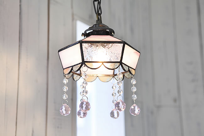 照明器具 レトロ 中華 和風 ペンダントライト ステンドグラス ガラス