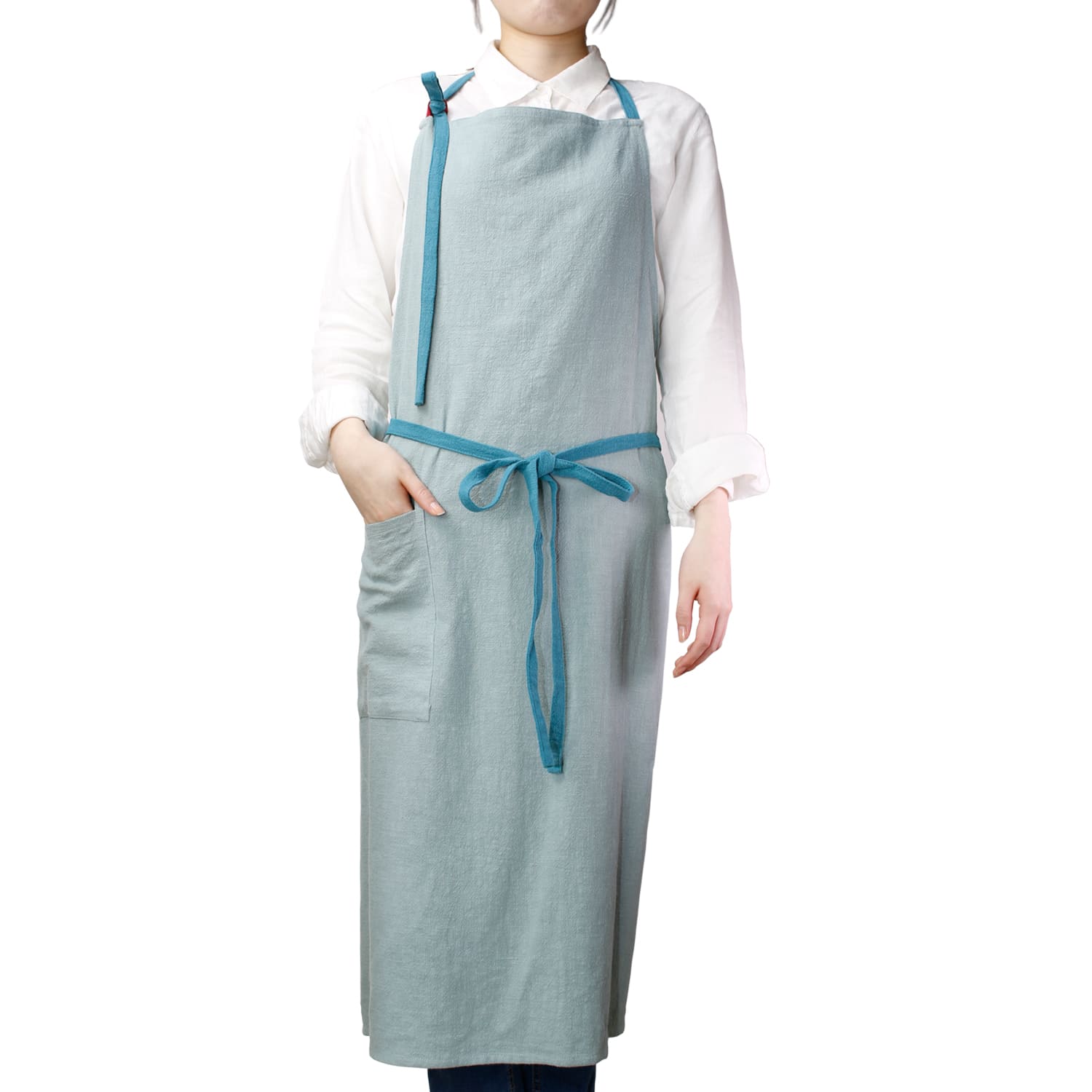 エプロン 送料無料 大きめエプロン 男女兼用 リネン混 綿 男性用 女性