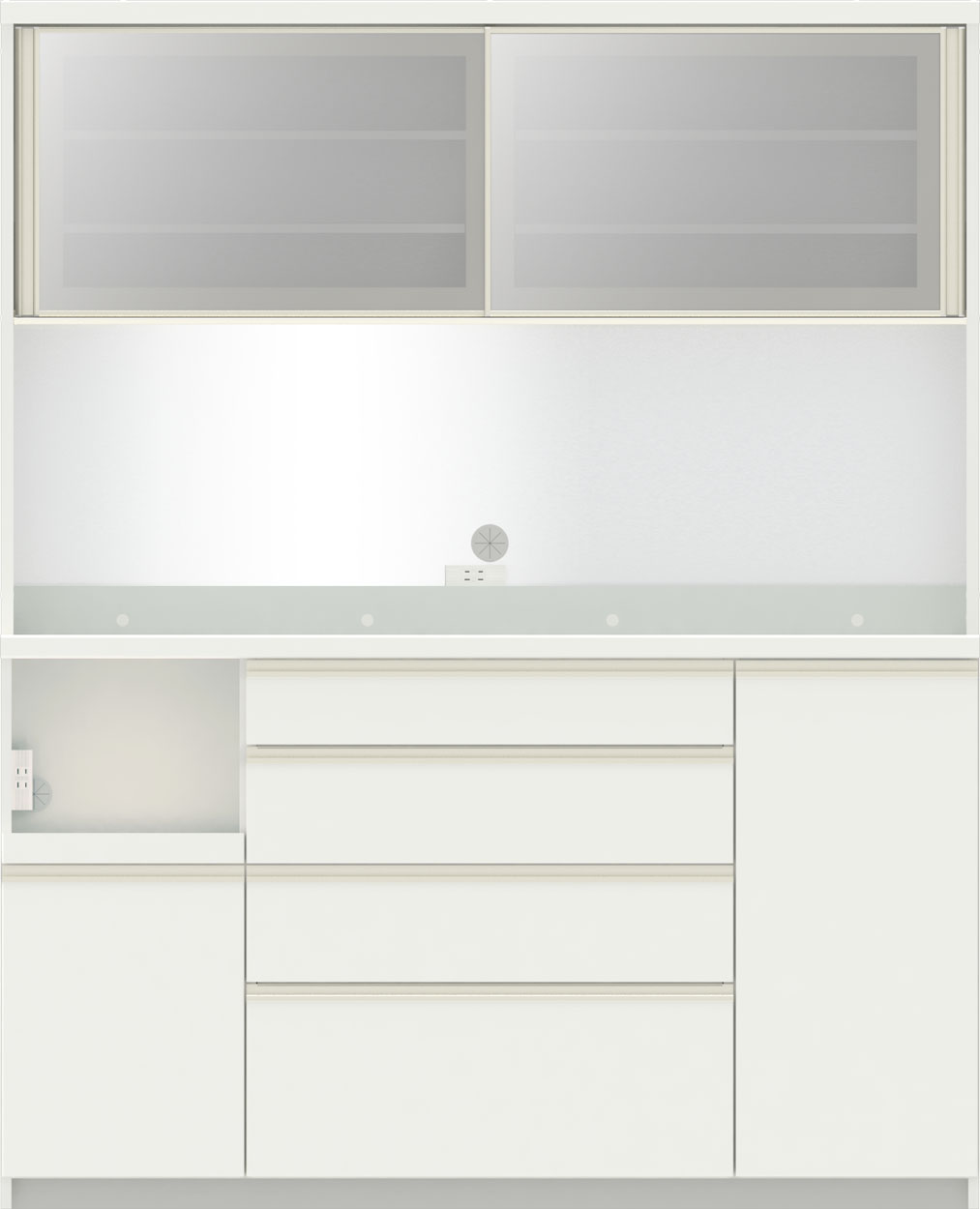 パモウナ 食器棚 幅160cm 奥行50cm 高さ198cm EC 完成品 棚 国産