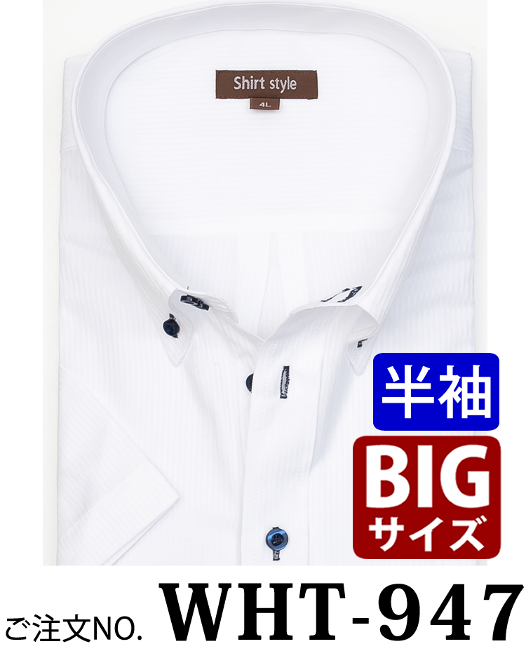 半袖 ワイシャツ メンズ 大きいサイズ 白 レギュラーカラー ボタン