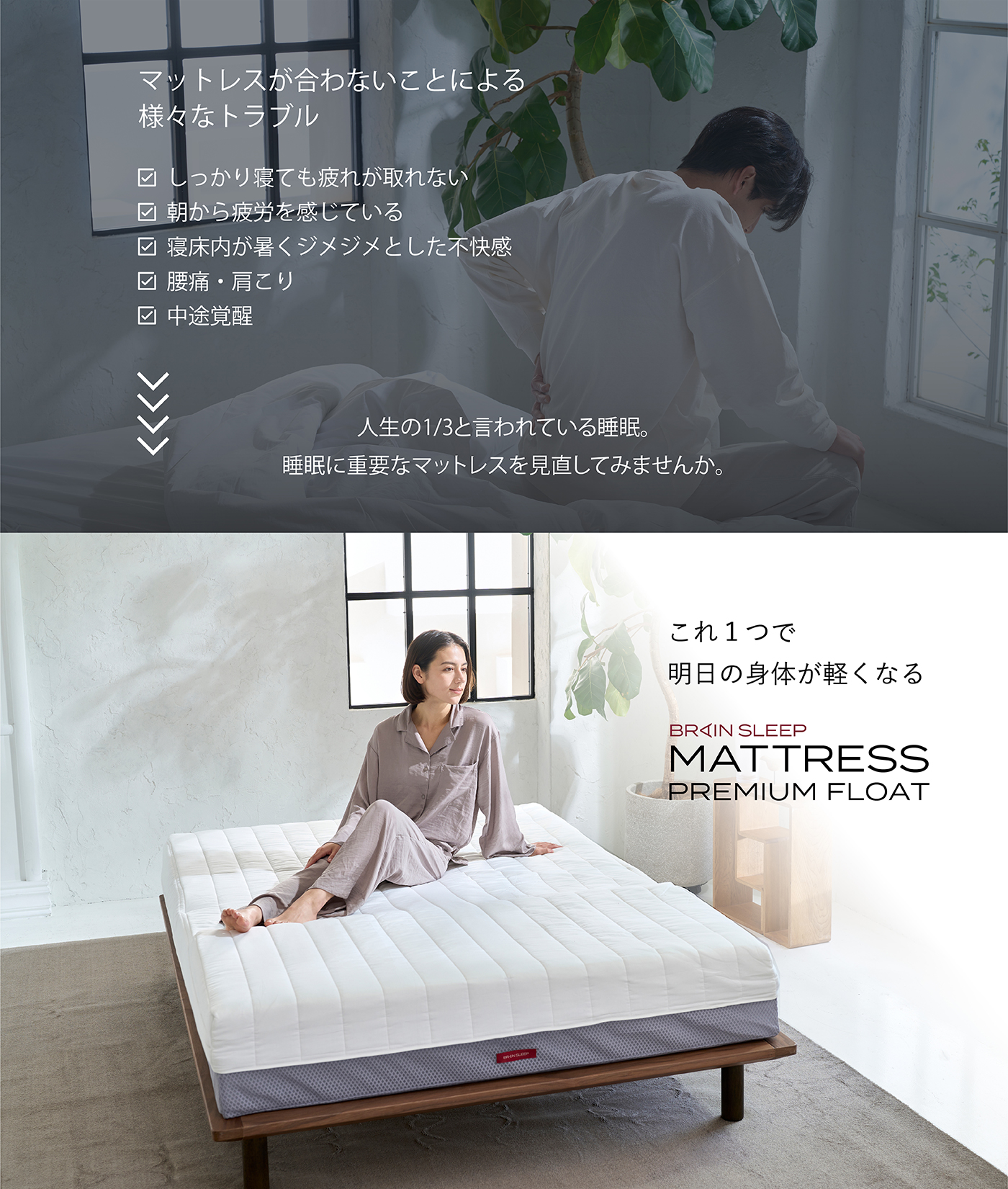 ブレインスリープ マットレス プレミアム フロート ダブル : BRAIN
