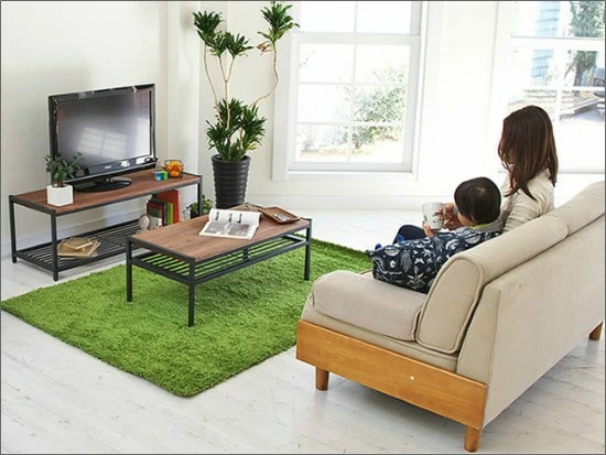 天然木×アイアン テーブル 幅90cm 奥行46cm 高さ35cm 天然木 木製