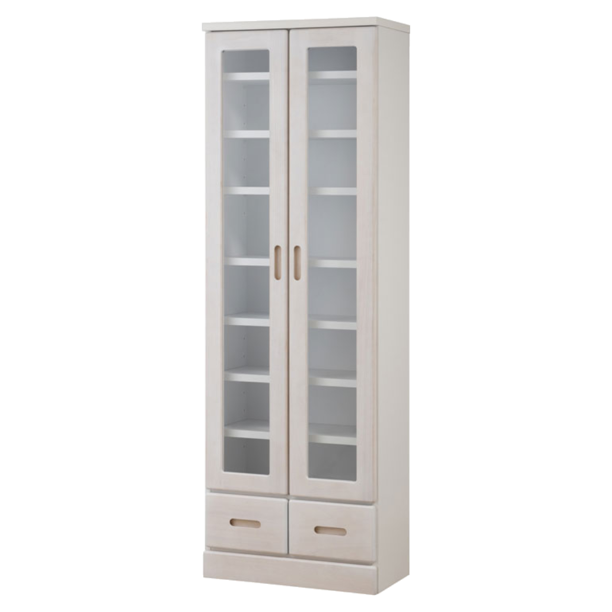 本棚 ガラス扉 幅59.5cm 桐材 完成品 日本製 （ 食器棚 棚 ラック 可動