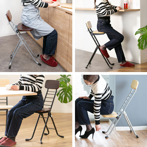 ルネセイコウ 折りたたみ椅子 2脚セット 高さ調節 6段階調節 リリィ