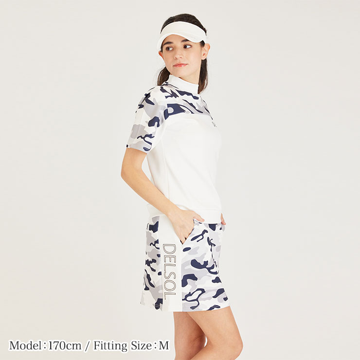 7868 ポンチ カモフラ柄セットアップ M/L/LL/3L/4L レディースゴルフ