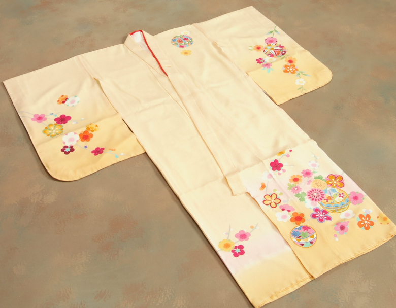 京美 七五三 着物 7歳 正絹 女の子 本加賀友禅 浜ちりめん生地 黄色