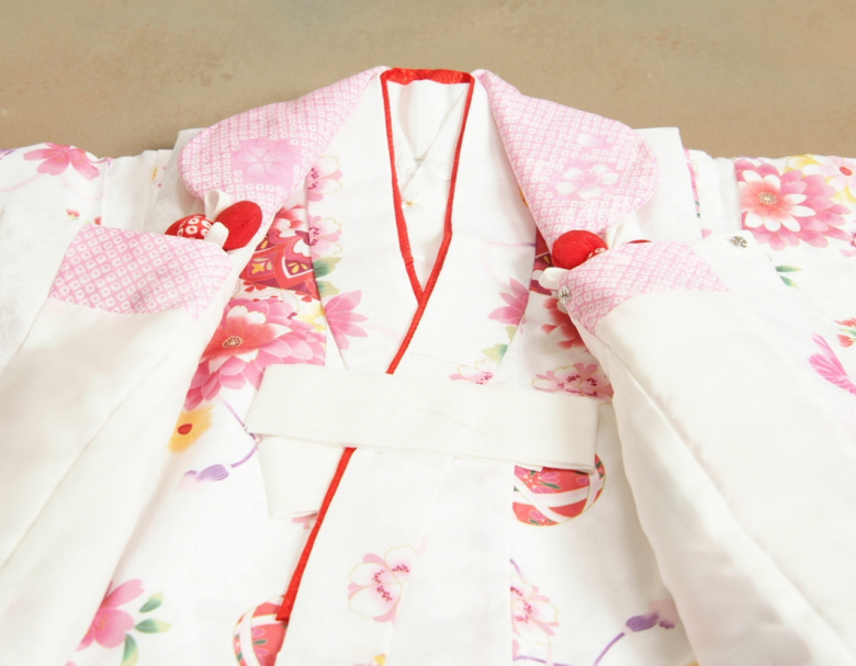 京美 七五三 着物 3歳 女の子 被布セット 京都花ひめブランド 白色地