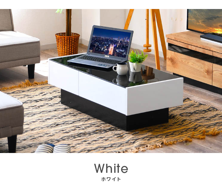 ローテーブル ガラステーブル リビングテーブル 完成品 幅105cm 収納