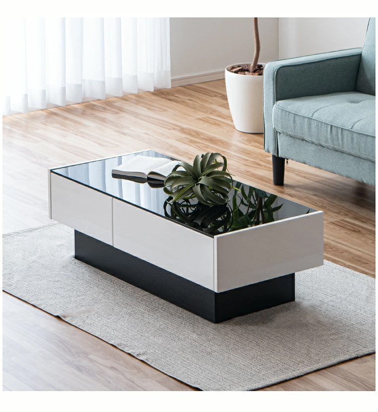 ローテーブル ガラステーブル リビングテーブル 完成品 幅105cm 収納