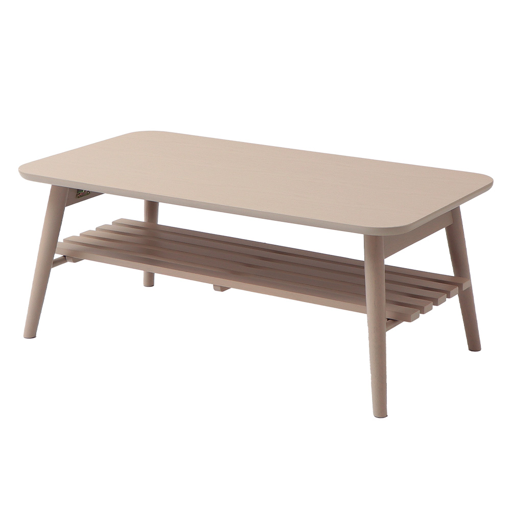 ヤマソロ ローテーブル 折りたたみ 北欧 木製 88cm 棚付き おしゃれ