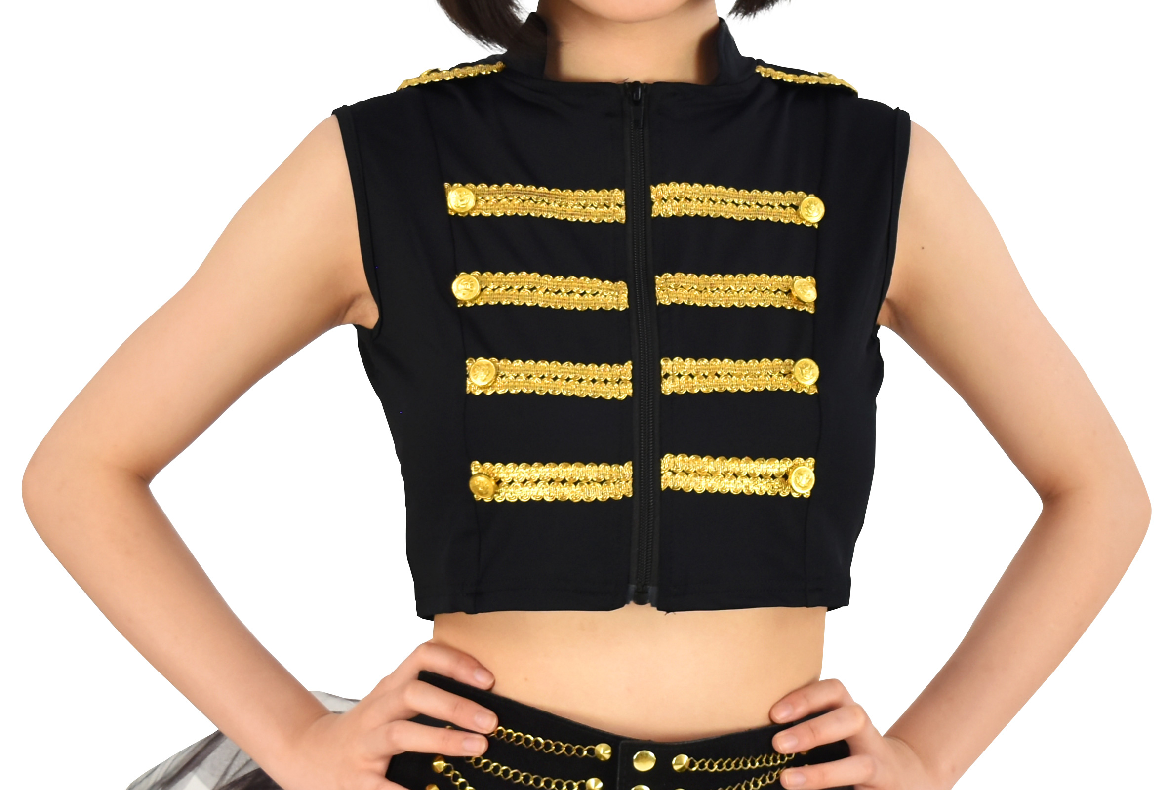 ダンス 衣装 トップス ノースリーブナポレオンジャケット ヒップホップ