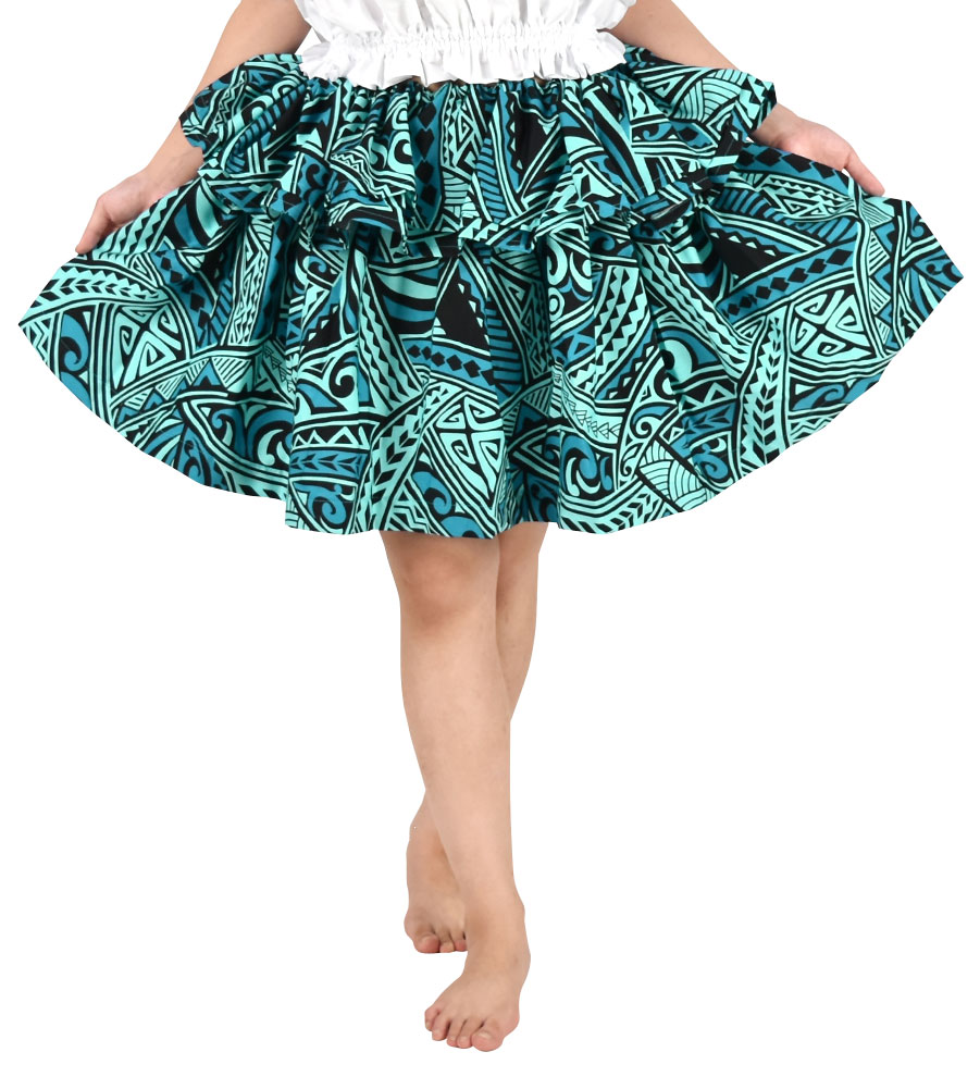 フラダンス衣装 日本製 タヒチアンスカート 2段フリル フラダンス