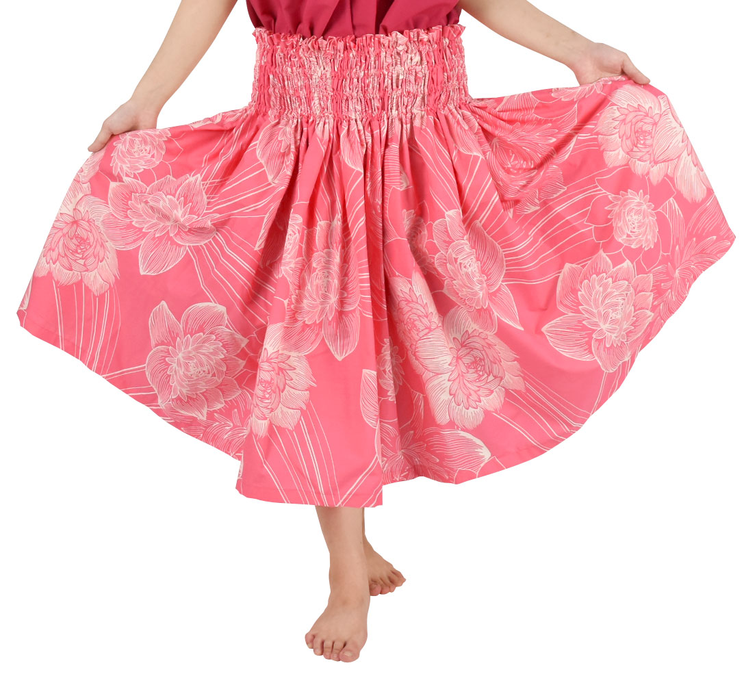 フラダンス衣装 日本製 パウスカート シングル 4本ゴム ダンス衣装
