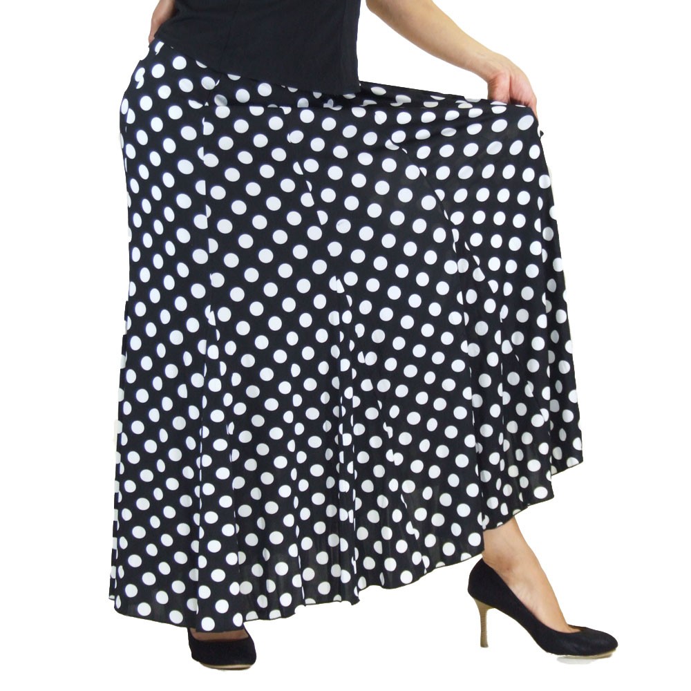 ダンス 衣装 スカート フラメンコ衣装 水玉柄全円ストレッチスカート