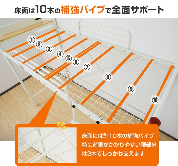 山善（YAMAZEN） ロフトベッド ハイタイプ 階段 子供 宮付き ベッド下