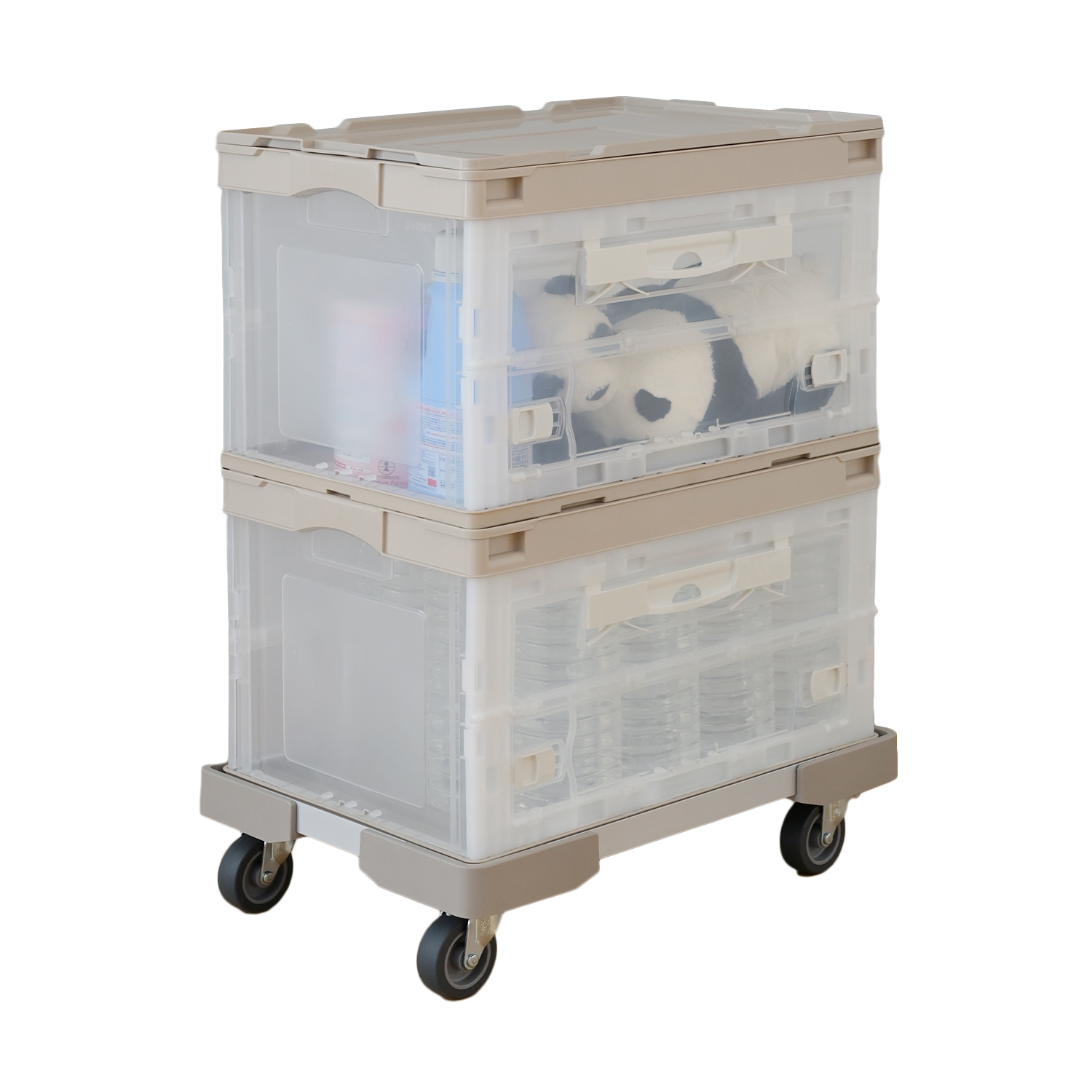 折りたたみコンテナ 50L (側面オープンタイプ) 専用フタ＆台車付き