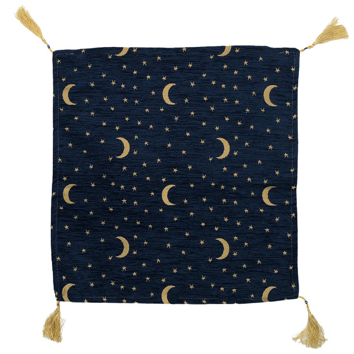 トルコ製 クッションカバー moon and star dark blue 月と星 ダーク
