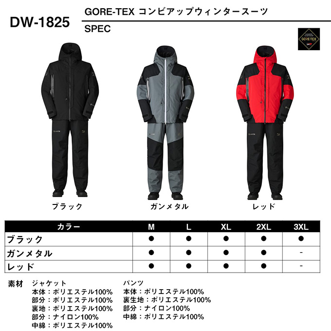 DAIWA（ダイワ） DW-1825 (ブラック／XL) ゴアテックス コンビアップ