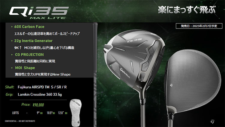 TaylorMade（テーラーメイド） Qi35 MAX LITE DRIVER キューアイ35