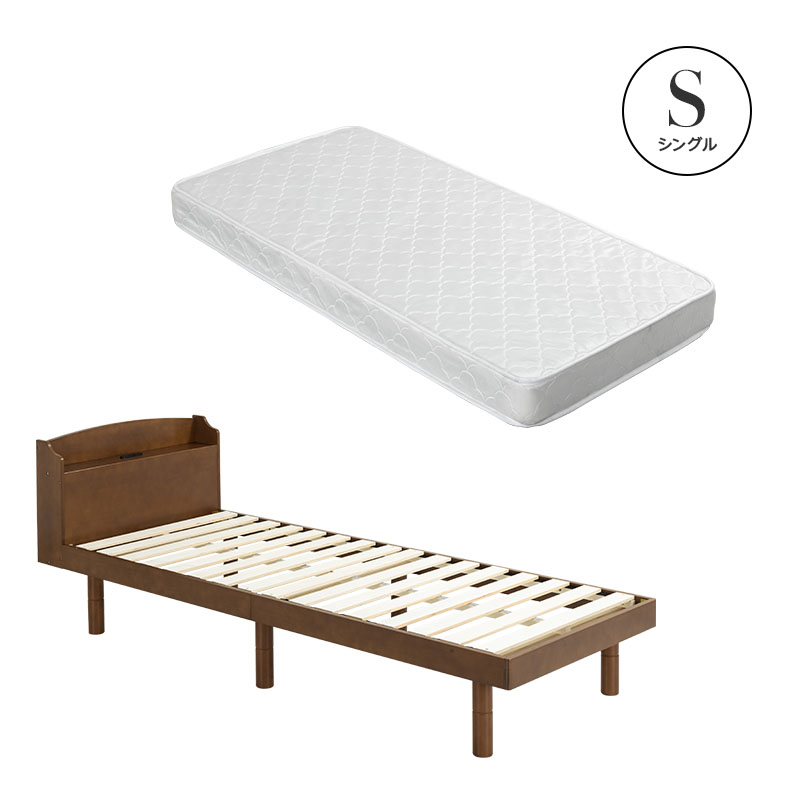 MINT すのこベッド ベッド マットレス セット シングル 棚 宮棚