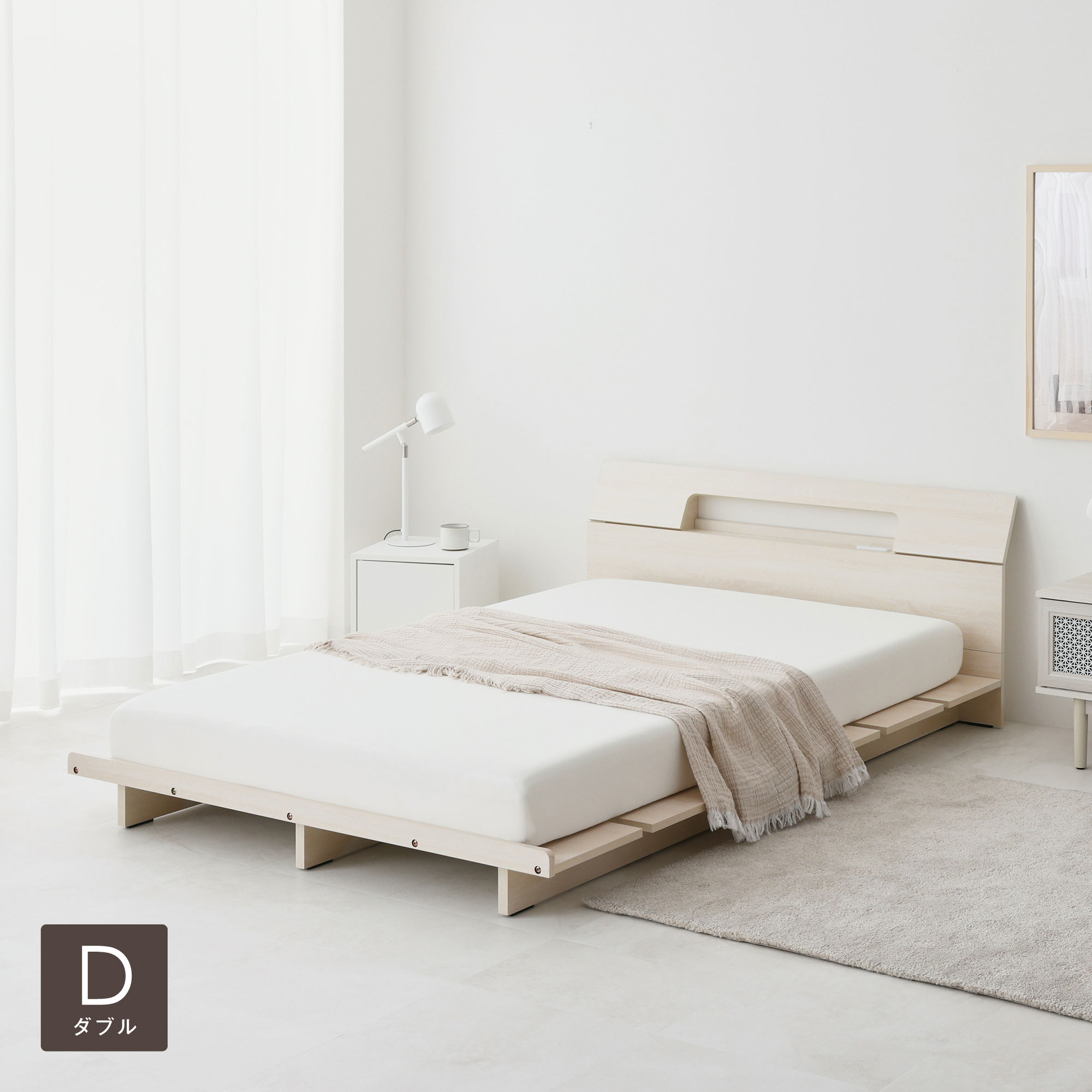 VENTOTA 【ダブル】ベッド ベッドフレーム すのこベッド ヘッドボード