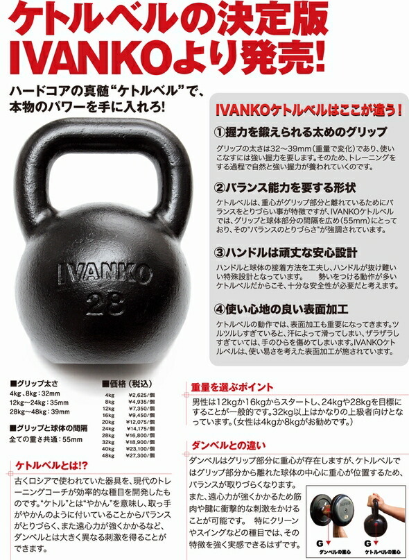 入荷待ち】16kg IVANKO イヴァンコ ケトルベル 16kg | ケトルベル