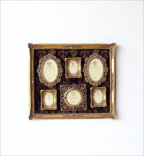 フォトフレーム 壁掛け 複数 おしゃれ アンティーク 丸 小さい ミニ