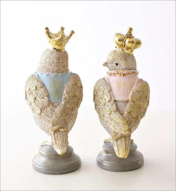 鳥 小鳥 オブジェ おしゃれ 置物 卓上 飾り セット ペア ゴールド