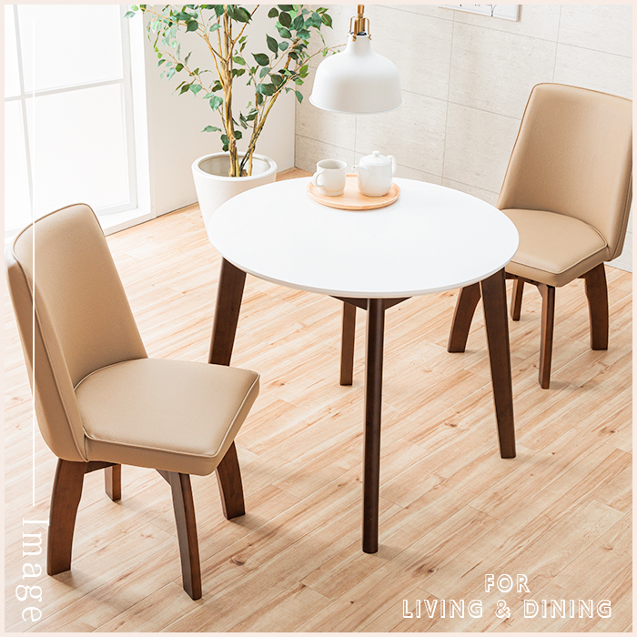 ダイニングテーブルセット 3点 2人 ホワイト 丸テーブル 白 鏡面 80cm